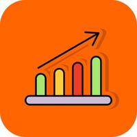 Graph Bar Filled Orange background Icon vector