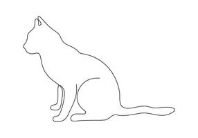 Continuous single line drawing of cute cat digital illustration vector