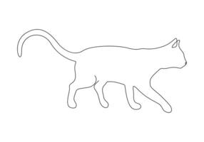 Continuous single line drawing of cute cat digital illustration vector