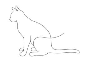 Continuous single line drawing of cute cat digital illustration vector