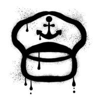 Sailor hat graffiti drawn with black spray paint vector