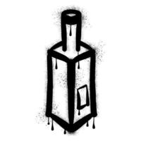 Whiskey bottle graffiti drawn with black spray paint vector