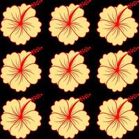 Hand drawn hibiscus flower bright color on black background. Floral background for covers, wallpaper, textile, gift wrap, print, shirt vector