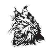 Maine coon cat head Design, Image, illustration vector