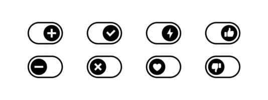 On and Off toggle switches with different icons. icons vector