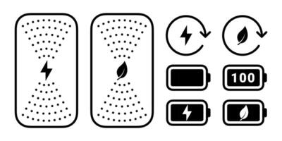 Wireless charging and battery icons vector