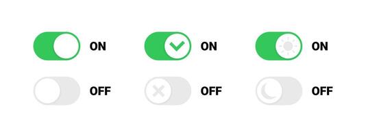 On and Off toggle switch buttons. On and Off icons. icons vector