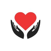 Hands holding heart art. Love, care, sharing, charity, medical symbol. Valentines day logotype. vector