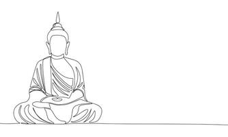 Buddha one line continuous. Line art Buddha. Hand drawn art. vector