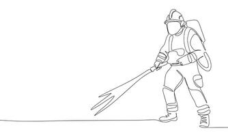 Firefighter one line continuous. Line art fireman. Hand drawn art. vector