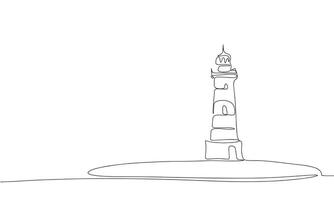 Lighthouse one line continuous. Line art Lighthouse . Hand drawn art. vector