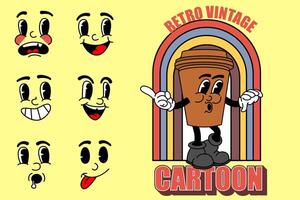 retro Clásico dibujos animados mascota vector