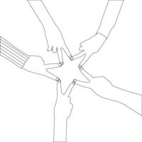 One line drawing hand holding on white background vector