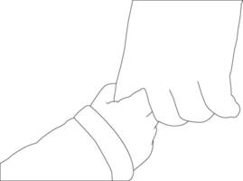 One line drawing hand holding on white background vector