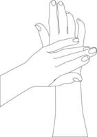One line drawing hand holding on white background vector