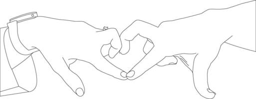 One line drawing hand holding on white background vector