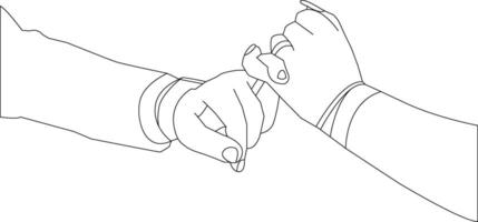 One line drawing hand holding on white background vector