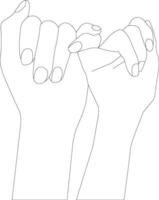 One line drawing hand holding on white background vector