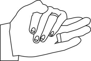 One line drawing hand holding on white background vector