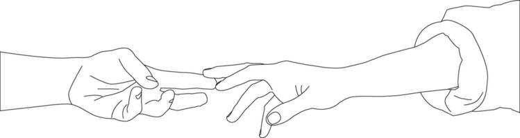 One line drawing hand holding on white background vector