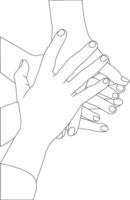 One line drawing hand holding on white background vector