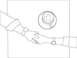 One line drawing hand holding on white background vector