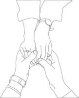 One line drawing hand holding on white background vector