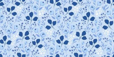 Blue floral seamless pattern. design for paper, cover, fabric, interior decor and other uses vector
