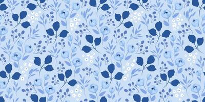 azul floral sin costura modelo. diseño para papel, cubrir, tela, interior decoración y otro usos vector