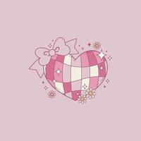 cute retro and coquette illustration of heart of mirrors vector