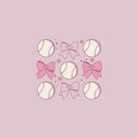 cute coquette style baseball illustration vector