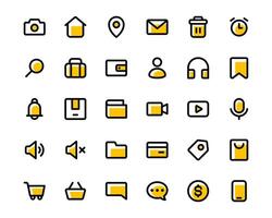 Set of User Interface Icon Logo Illustration in Flat Outline Style vector