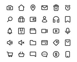 Set of User Interface Icon Logo Illustration in Flat Outline Style vector