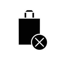 shoping bag cross solid black icon thin lines design good for website and mobile app vector