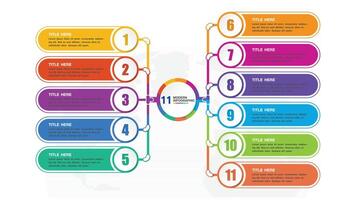 infografía proceso diseño con íconos y 11 opciones o pasos. vector