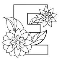 alfabeto mi colorante página con el flor, mi letra digital contorno floral colorante página, a B C colorante página vector
