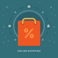 Flat design business illustration concept On-line Shopping bag vector