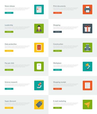 Website Headers or Promotion Banners Templates and Flat Icons