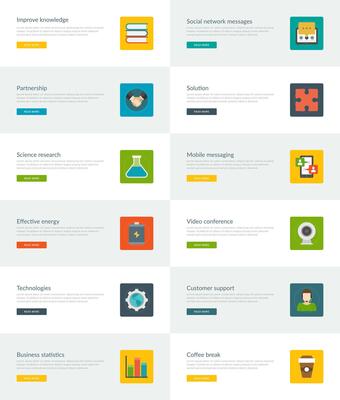 Website Headers or Promotion Banners Templates and Flat Icons
