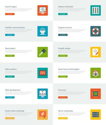 Website Headers or Promotion Banners Templates and Flat Icons