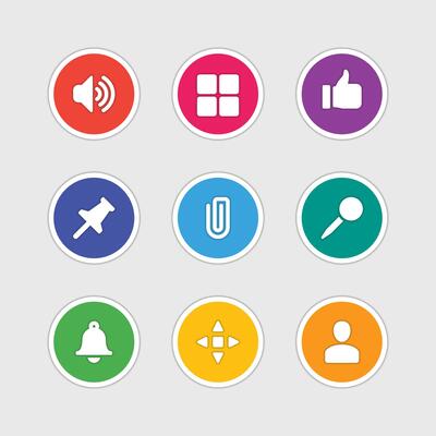 Icons in material design style sign and symbols