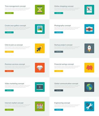 Website Headers or Promotion Banners Templates and Flat Icons