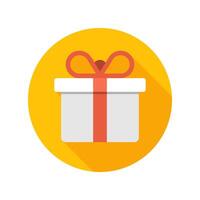 Flat White Gift Box Present with Red Bow icon vector