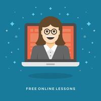 Flat design business illustration concept Online lessons vector