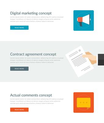Website Headers or Promotion Banners Templates and Flat Icons Design.