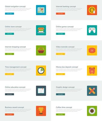 Website Headers or Promotion Banners Templates and Flat Icons