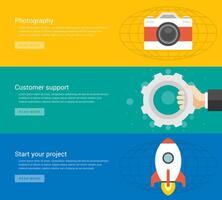 Website Headers or Promotion Banners Templates and Flat Icons Design vector