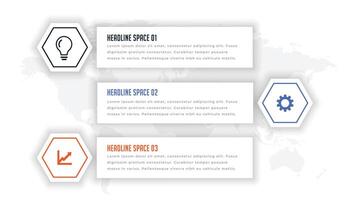 moderno Tres paso infochart elemento gráfico bandera para negocio éxito vector