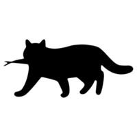 Cat shadow single 2 cute on a white background, illustration. vector