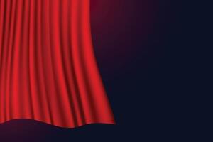 floating red stage curtain banner with text space vector